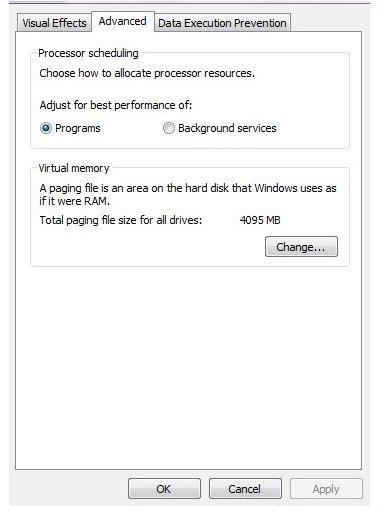Change the size of the paging file to improve Vista performance