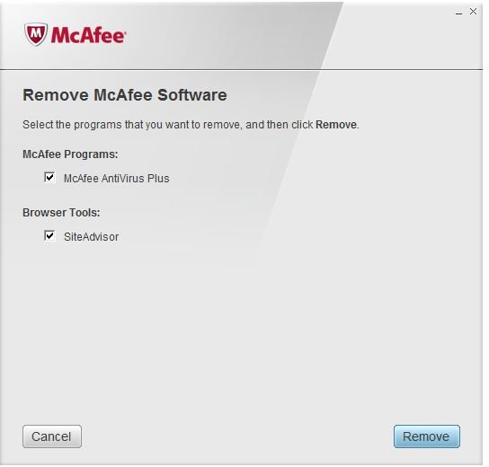 Removing all Mcafee software