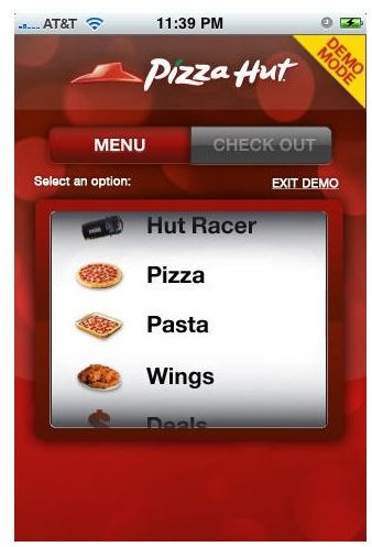 Pizza Hut App&rsquo;s Menu Screen
