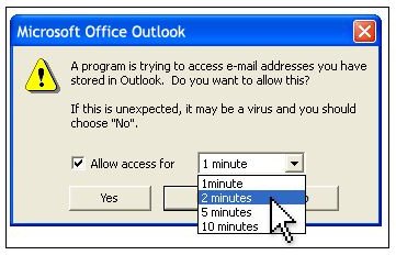 Microsoft Outlook Help - 'A program is trying to access e-mail addresses you have stored in Outlook'