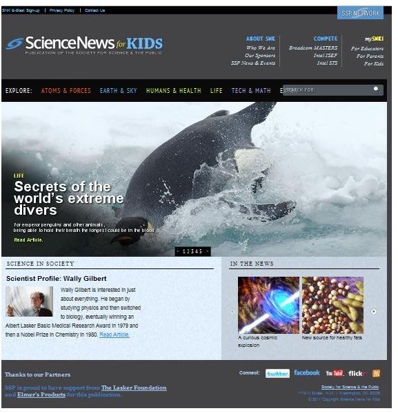 Science web page