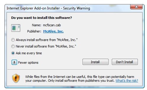 Installing FreeScan by McAfee