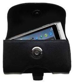 Horizontal Black Leather Case for the Nokia N8 : N98 with both a belt clip and loop option - a Gomadic 