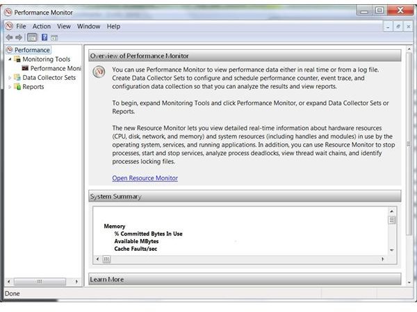Windows 7 Administrative Tools: Performance Monitor