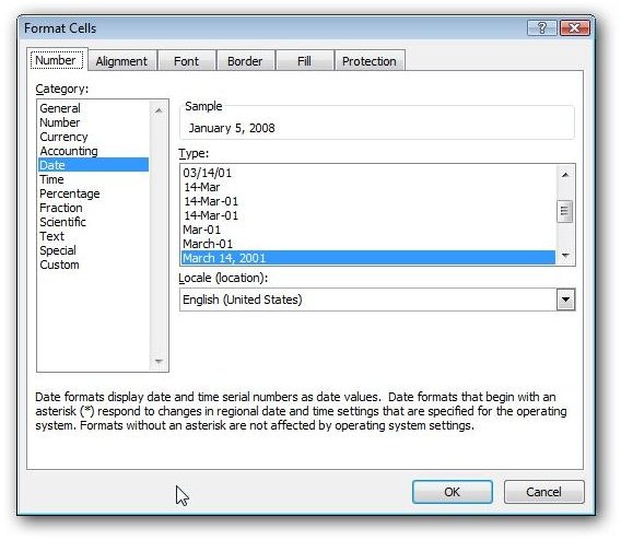 Format Cells Dialog Box