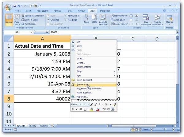 Select Format Cells