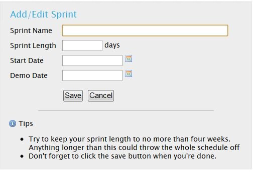 Don&rsquo;t forget to add a sprint to your project!