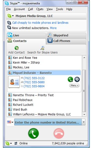 Figure 2 - Outlook Contacts in Skype