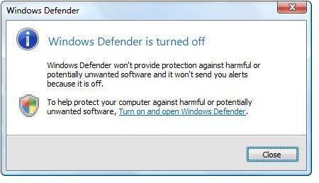 Confirmation of Disabled Status of Windows Defender Program in Windows