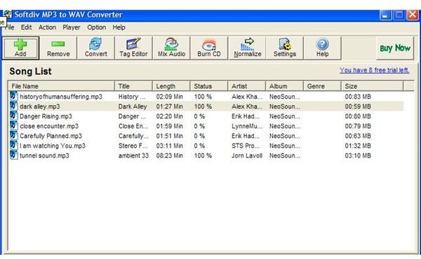 Softdiv MP3 to WAV Converter Line Up Clips