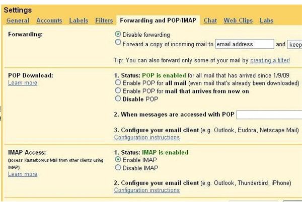 converting mailroom files to Microsoft Outlook - setup POP or IMAP in Gmail