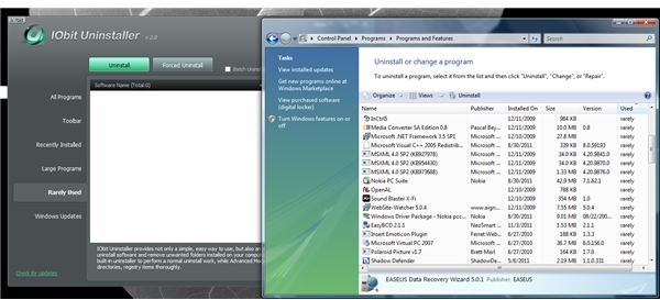 IObit Uninstaller - Rarely Used Programs in Windows
