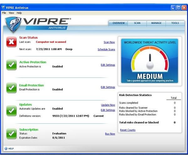 Figure 2 - Vipre User Interface