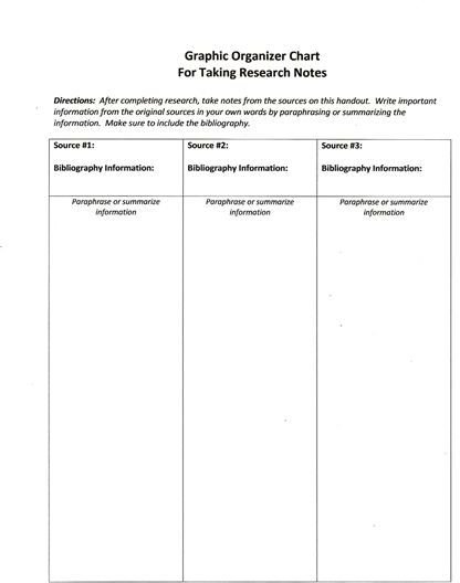 Note Taking Graphic Organizer for Research