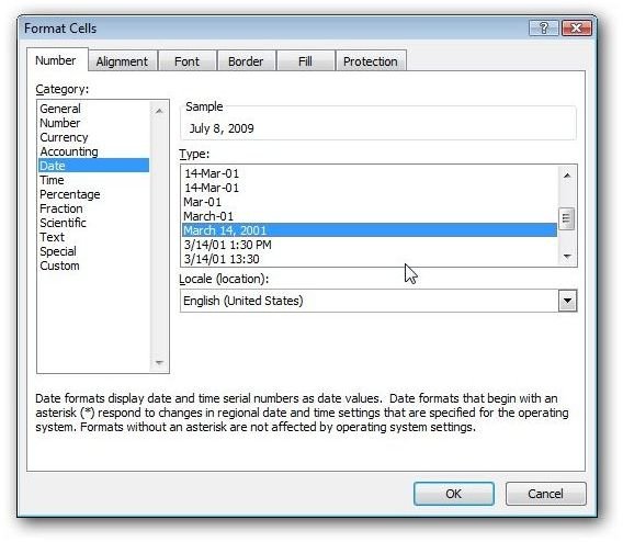 Choose Cell Format