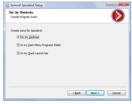 Figure 4 - Spicebird Shortcut Configuration