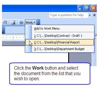 Work Menu - Open document