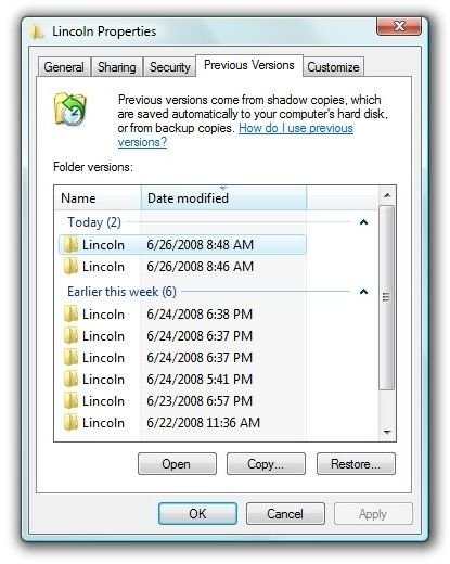 Recover Missing Files Using Tools Already in Vista - Shadow Copy, and Shadow Explorer for the Home Versions of Vista