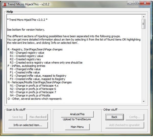 Using HijackThis to remove malware