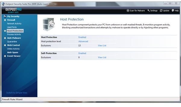 Host Protection feature in Outpost Security Suite