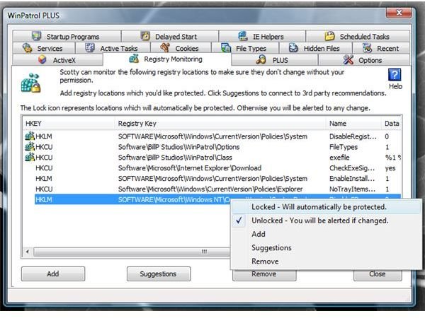 Registry Monitor in WinPatrol
