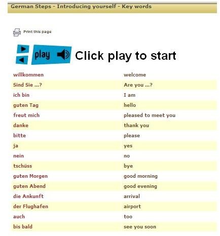 German Steps - Key Words sample