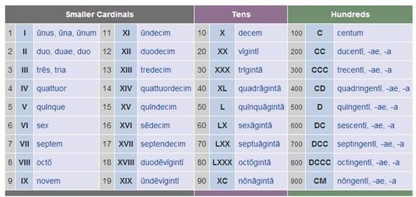 How To Decline Unus Duo Tres The Latin Cardinal Numerals From 1 To 