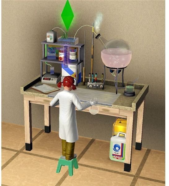 The Sims 3 chemistry set kid practicing