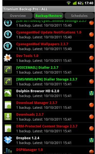 Titanium Backup Apps List