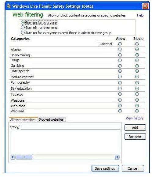 Windows Live Family Safety