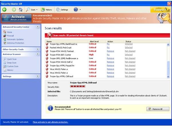 Removing Security Master AV: "Possible Spyware Threat Detected" Virus