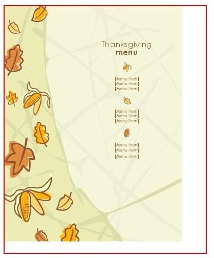 Thanksgiving Menu Template from Microsoft Office Online