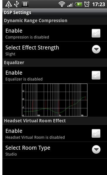 DSPManager Equalizer Options