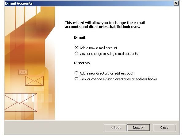 Email accounts windows