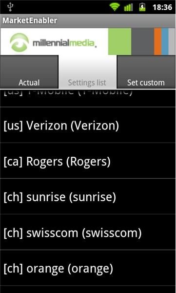 MarketEnabler for Android Provider List