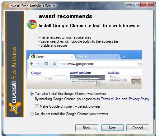 Chrome by Google in Avast installer