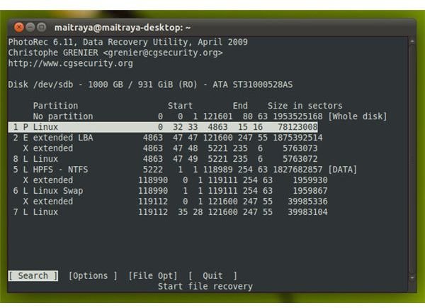 Selecting partition