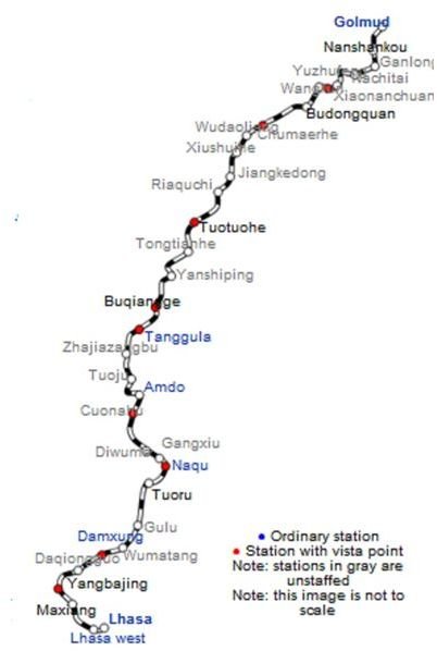Qinghai TIbet Railway Route
