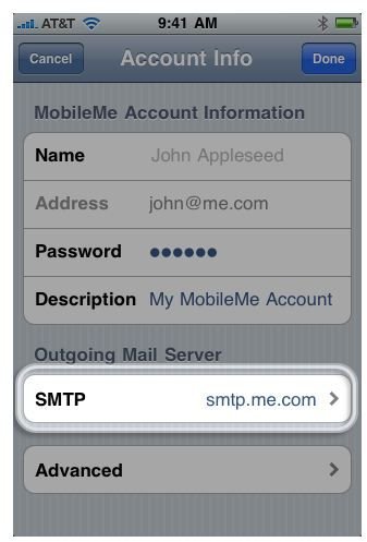 Cannot send email from iPhone - check SMTP