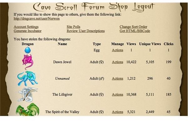 A Dragcave scroll from its owner’s perspective