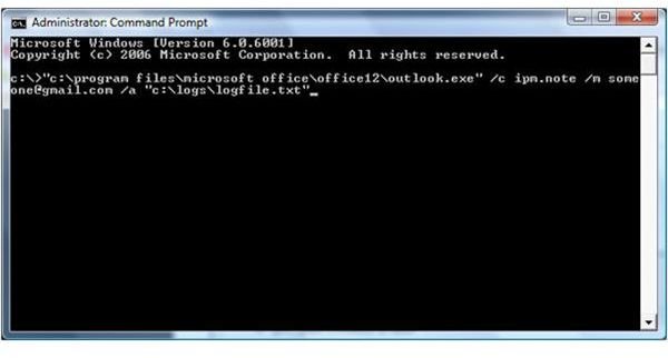 How to Send Outlook 2007 Email from the Command Line & Example to Create a Shortcut