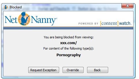Net Nanny Blocking Message for Depiction Purposes