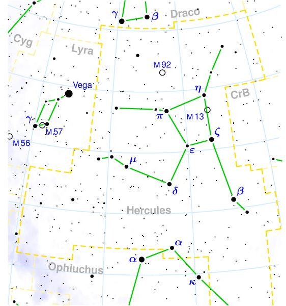 Hercules constellation map