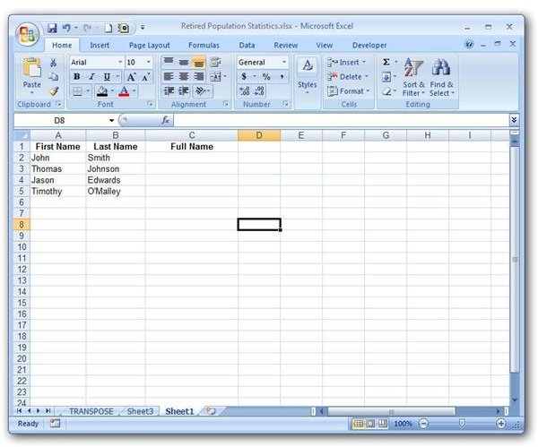 formula to concatenate rows in excel