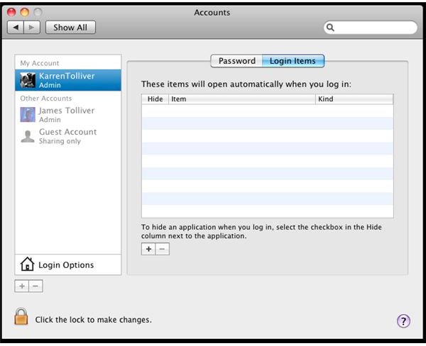 Mac OS X Login Items