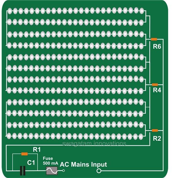 230 V LED Light Fixture Circuit Diagram, Image