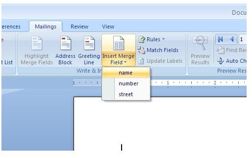Figure 3: Word 2007 Mail Merge