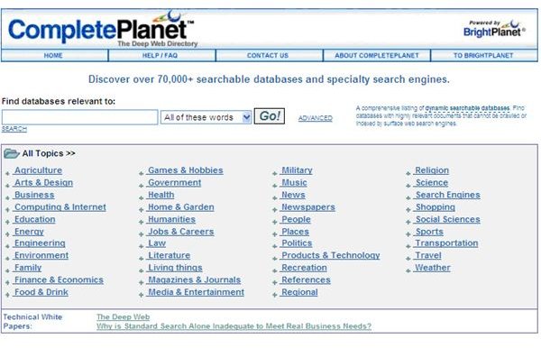 Suggested Deep Web Search Engines for Academic or Scientific Research