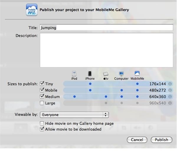 Uploading Movies to MobileMe from iMovie