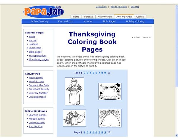 PapaJan Thanksgiving Coloring Pages
